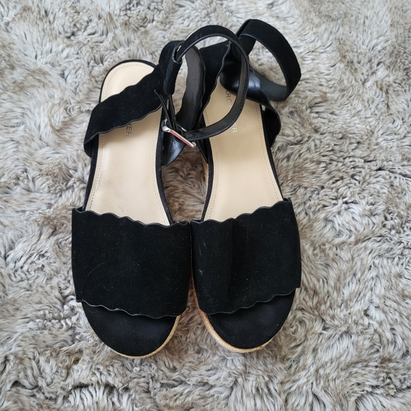 Marc Fisher Faitful Black Leather Platform Espadrille Sandals Size 10 - Picture 2 of 10